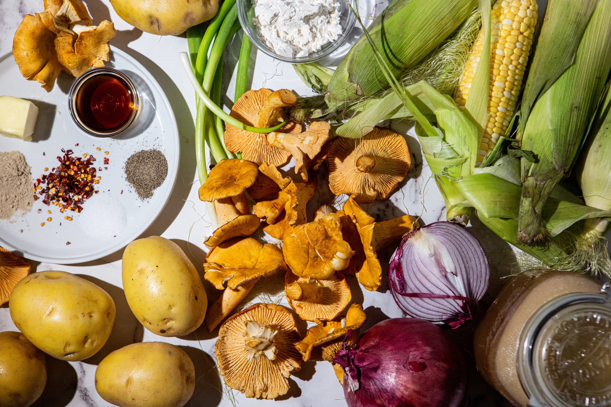 Chanterelle, chanterelle mushroom, golden chanterelle, chanterelles, golden chanterelles, chanterelle mushrooms, ingredients, creamy corn and mushroom soup