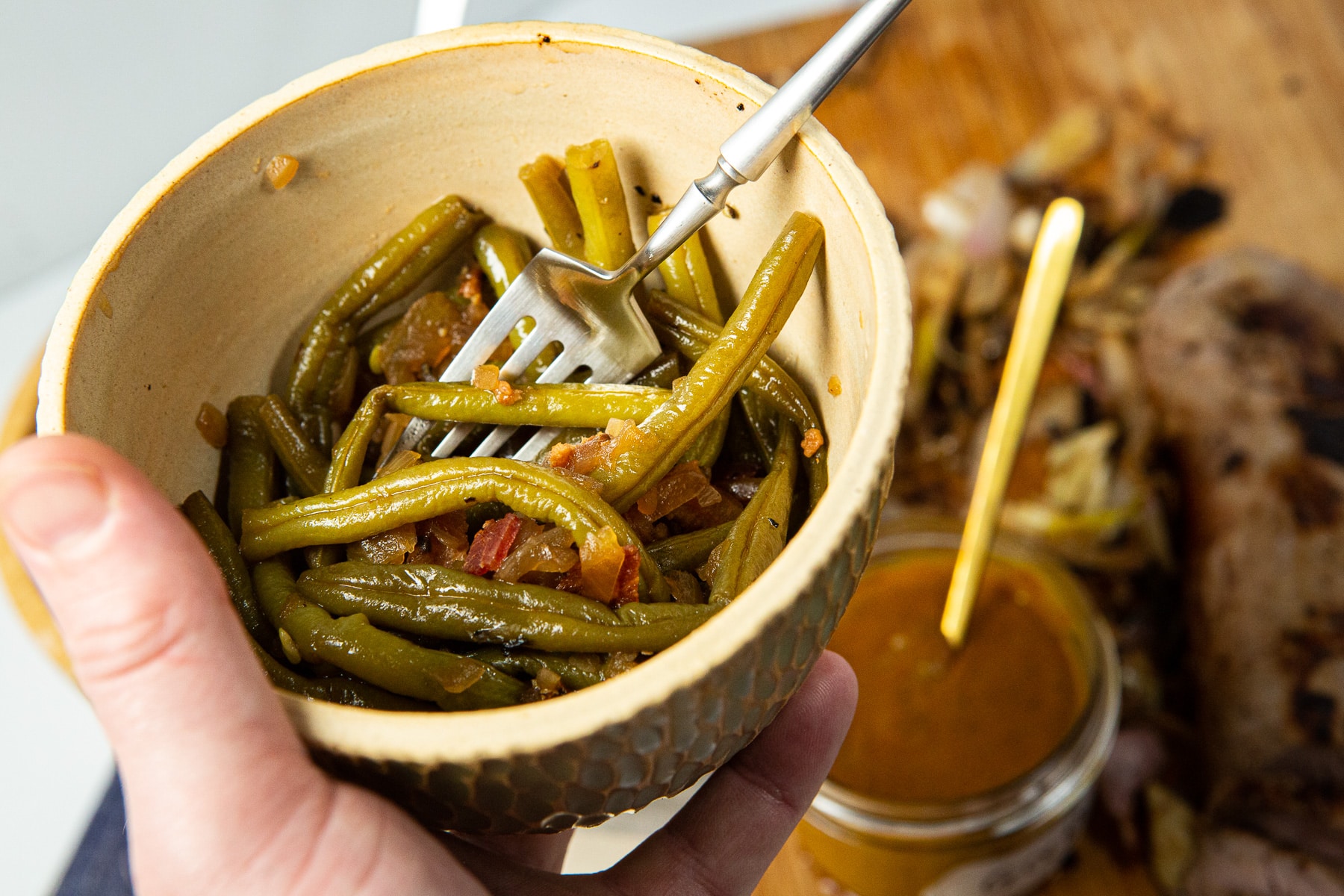 green beans, green beans and bacon, bacon, 