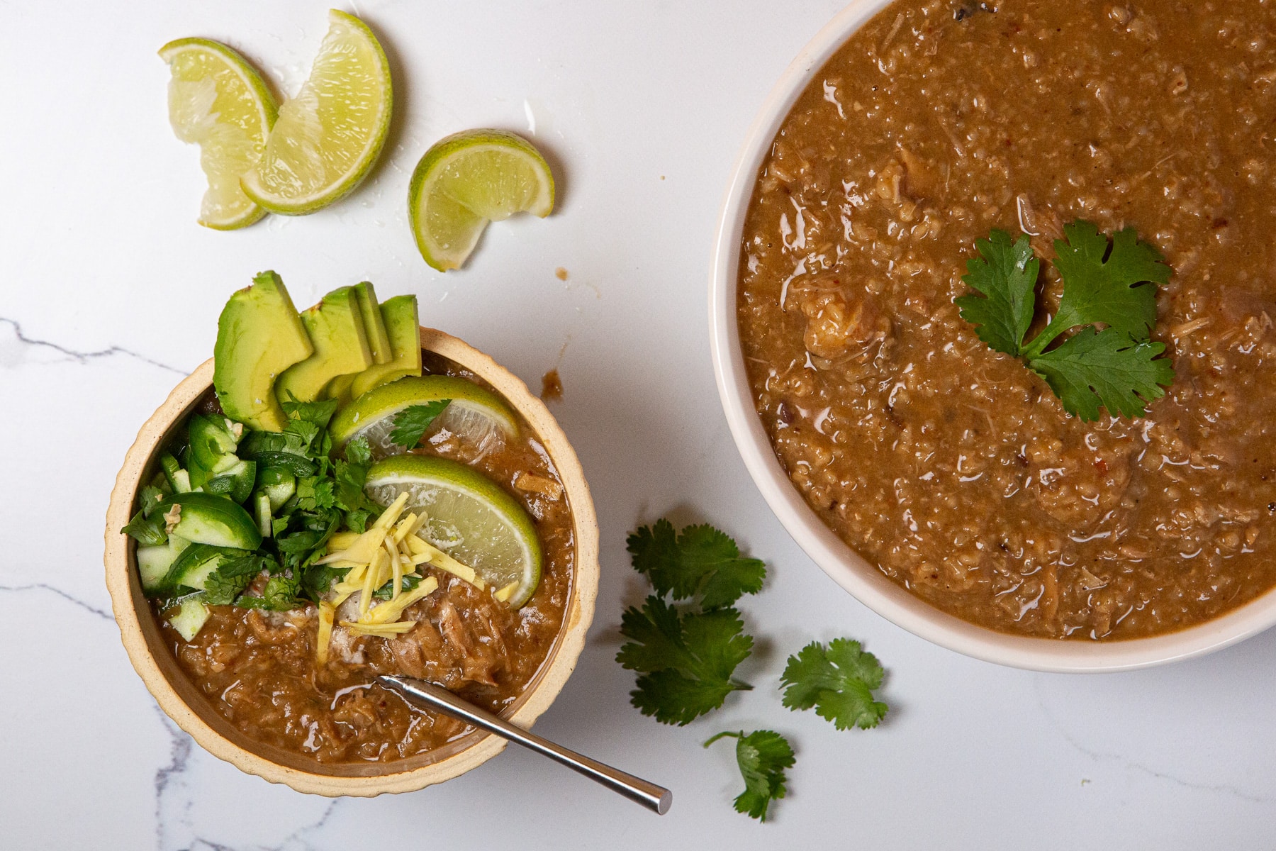congee, turkey congee, congee garnishes, bowl of congee