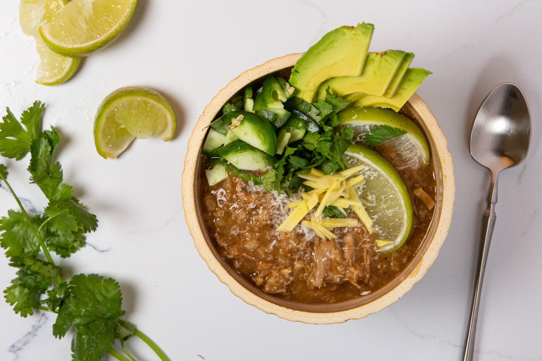 congee, turkey congee, congee garnishes, bowl of congee