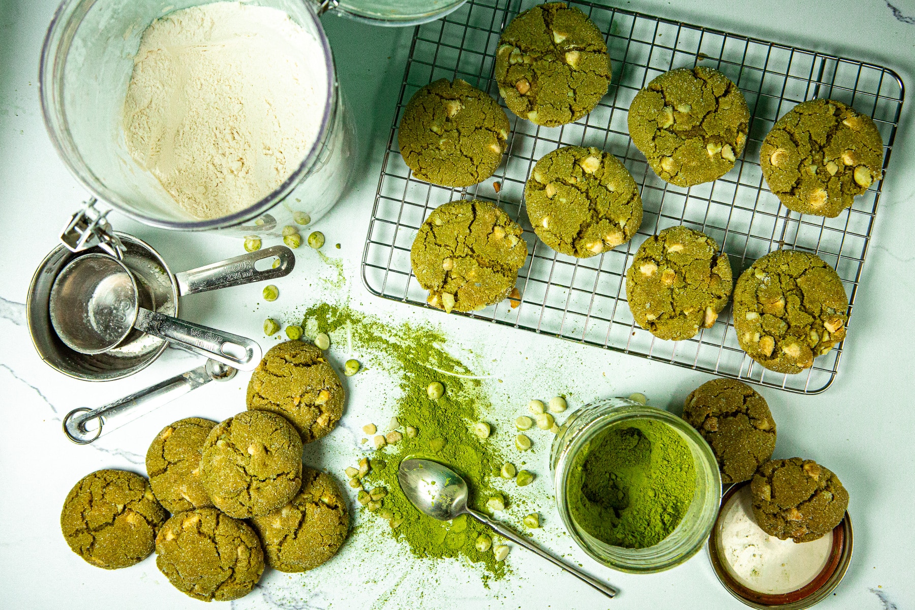 matcha cookie, matcha cookies, white chocolate matcha cookies, white chocolate chip matcha cookies, macadamia nut and white chocolate matcha cookies, matcha
