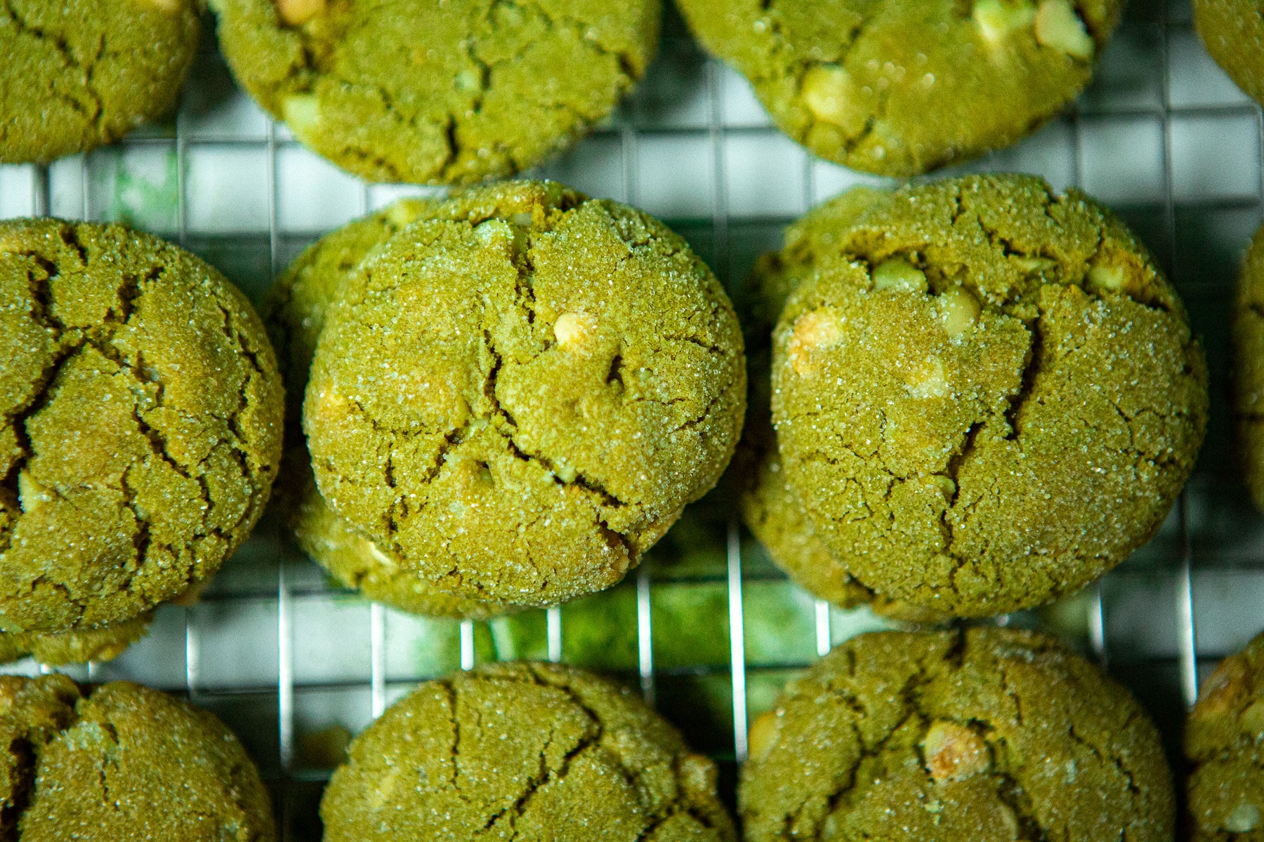 Matcha Cookies with Macadamia Nuts & White Chocolate Chips
