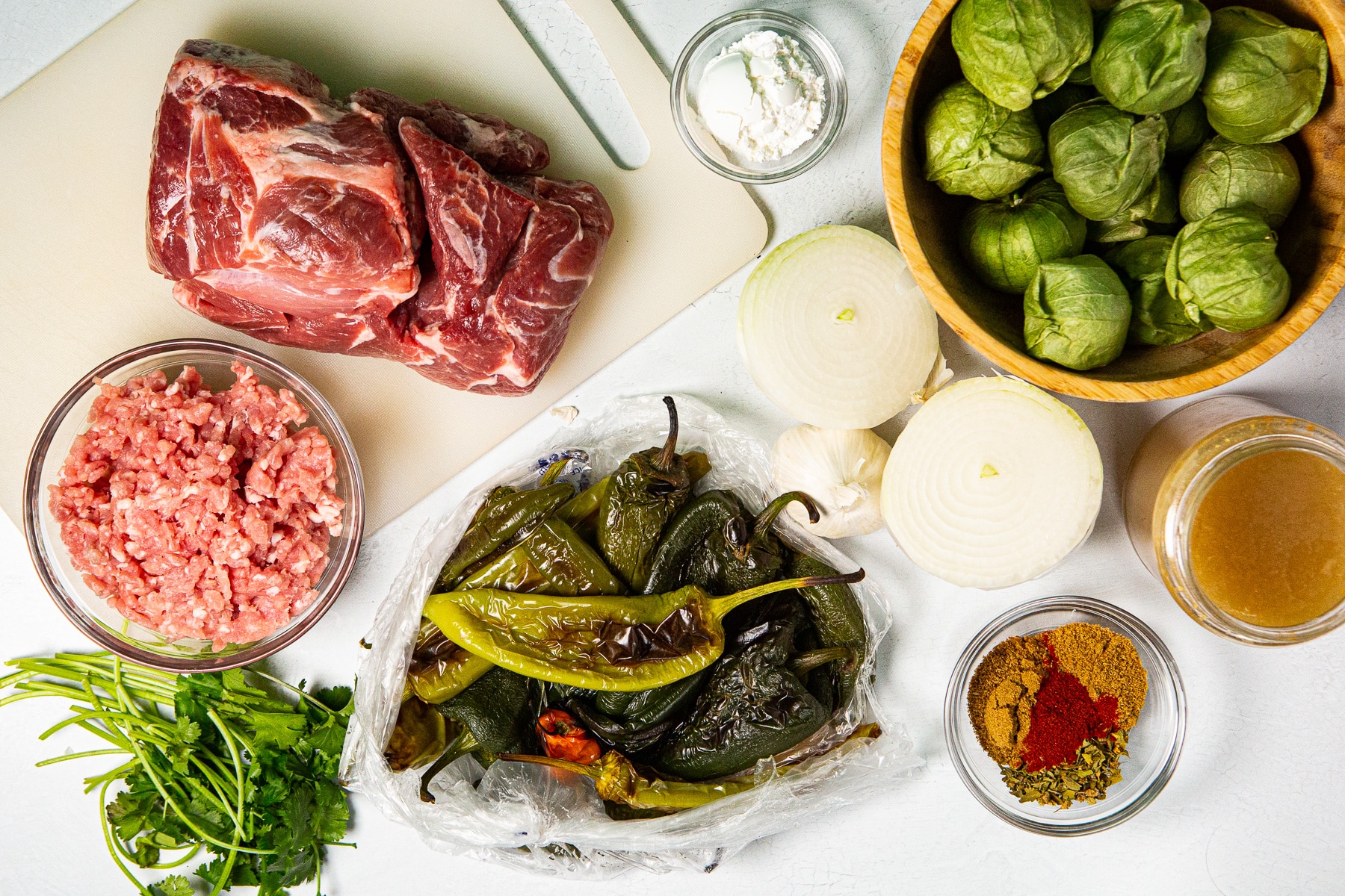 Ingredients for pork green chili,