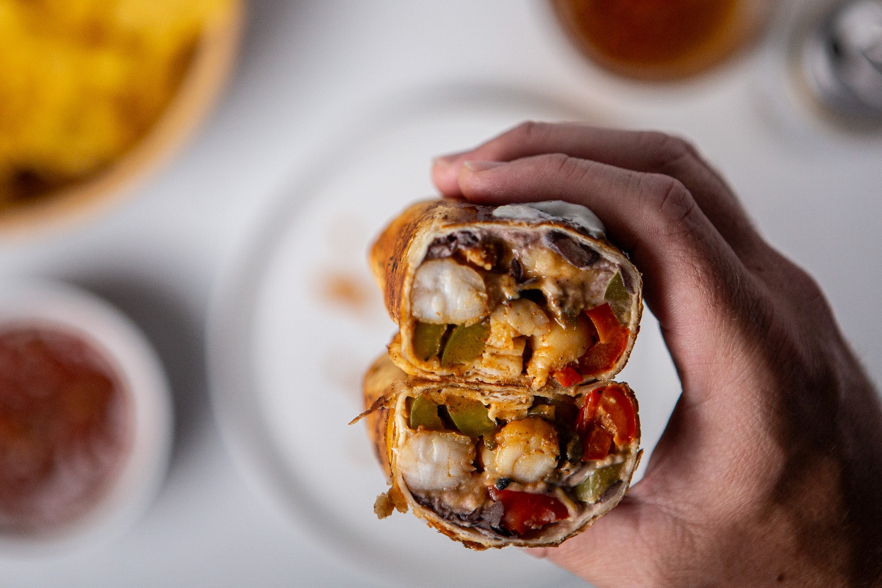 crispy shrimp fajitas wrap, fajitas wrap, shrimp fajitas, how to make shrimp fajitas wrap, recipe for shrimp fajitas wrap, seafood fajitas, shrimp burrito,