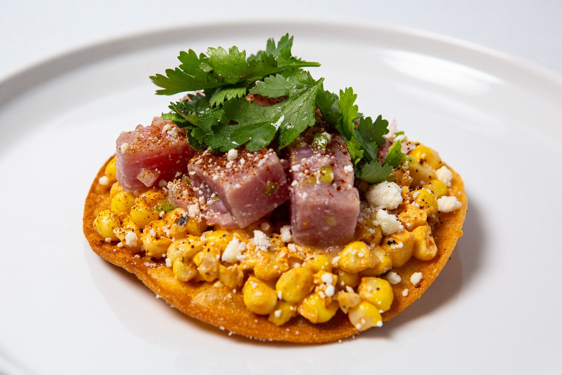 Ahi Tuna Elote Tostadas, Ahi Tuna Tostada, Ahi Tuna Tostadas, Fish Tostadas, Ahi Tuna Tostadas Recipes, Elote Tostada, Mexican Street Corn Tostada, Tuna Tostada, How to Make Ahi Tuna Tostadas, recipe for ahi tuna tostada, 