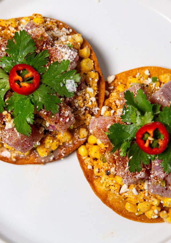 ZESTY Mexican Street Corn & Ahi Tuna Tostadas