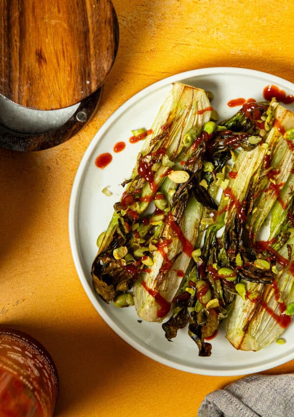 EASY Air Fryer Bok Choy w/ Spicy Sriracha & Dry Roasted Edamame