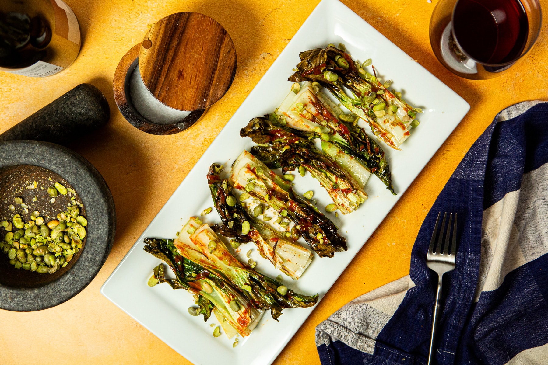 bok choy, air fryer bok choy, air fryer bok choy recipe, recipe for bok choy, how to cook bok choy in air fryer, baby bok choy air fryer, spicy bok choy recipe, EASY Air Fryer Bok Choy w/ Spicy Sriracha & Dry Roasted Edamame