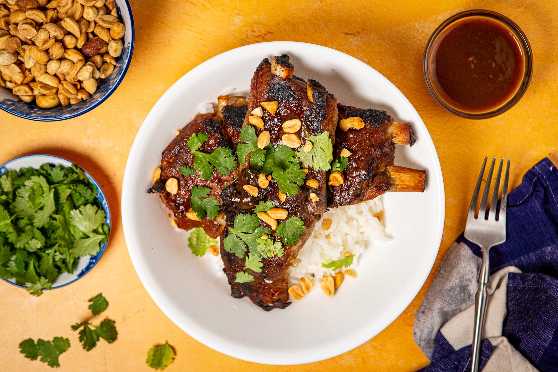 Dutch Oven Pork Ribs w/ Jasmine Rice & Thai Style Tamarind BBQ Sauce, Dutch oven pork ribs recipe, spareribs, pork ribs, thai ribs, thai pork ribs recipe, dutch oven pork, pulled pork rice bowl recipe,