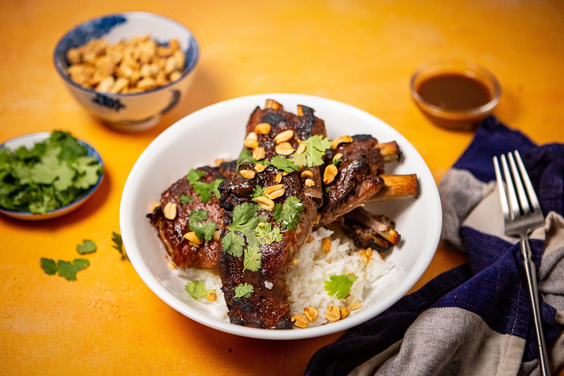 Dutch Oven Pork Ribs w/ Jasmine Rice & Thai Style Tamarind BBQ Sauce, Dutch oven pork ribs recipe, spareribs, pork ribs, thai ribs, thai pork ribs recipe, dutch oven pork, pulled pork rice bowl recipe,