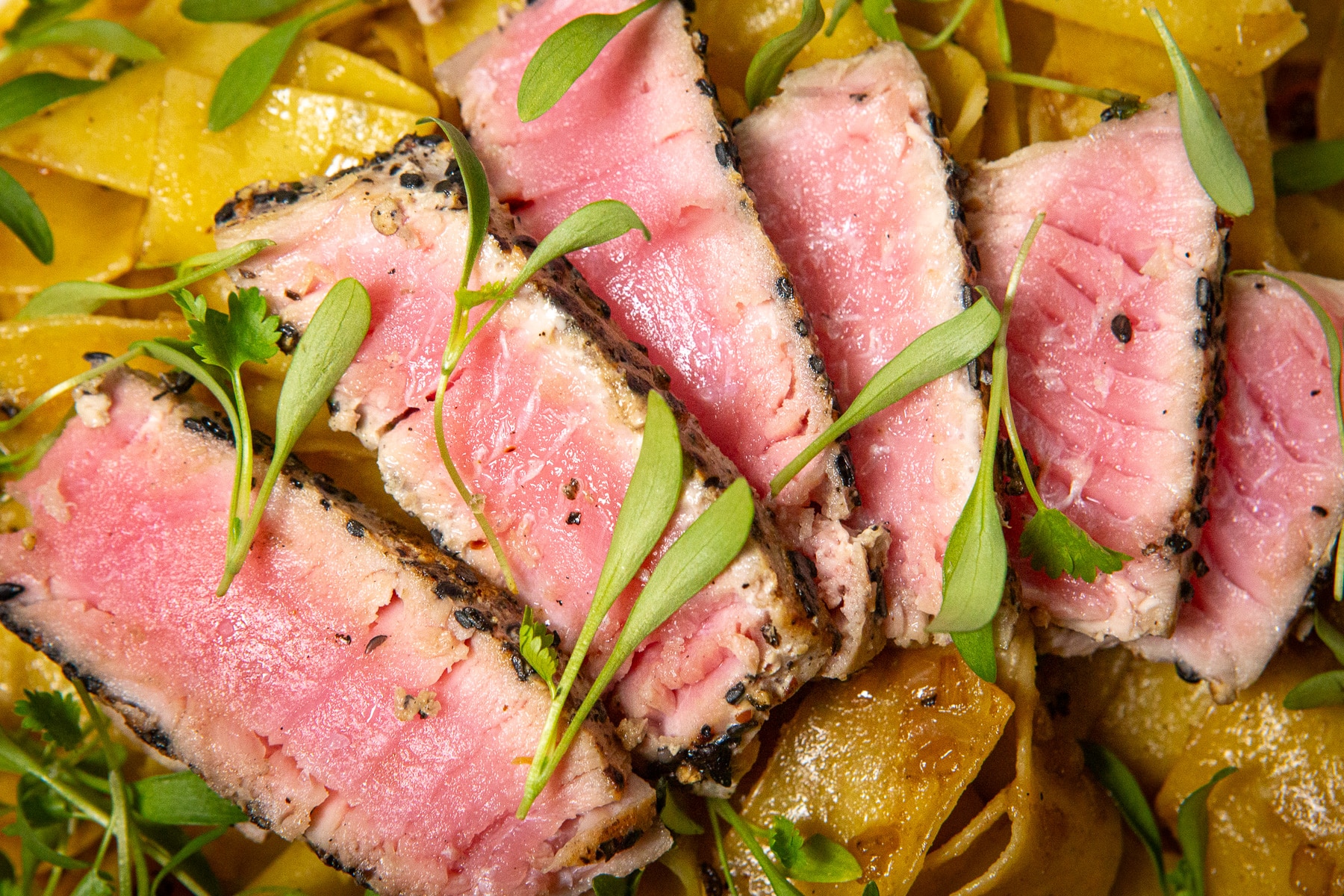 Spicy Tuna Pasta, Spicy Ahi Tuna Pasta, Spicy Tuna Pasta Recipe, How to make Spicy Tuna Pasta, Ahi Tuna Recipes, Spicy Pasta Recipes, Fish Seafood, Tuna Recipes, Pasta Recipes, Spicy Ahi Tuna Pasta with Yuzu Wasabi Sauce, Pappardelle, Spicy Tuna Pappardelle, Ahi Tuna Pasta,